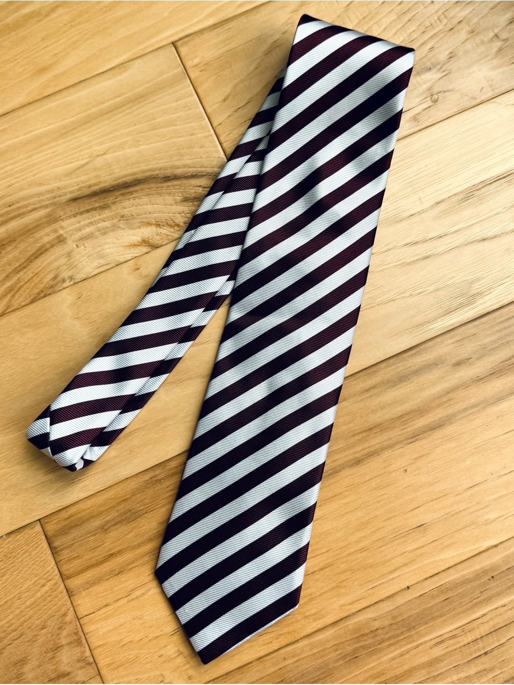 Canali Silk Tie Striped Maroon Classic Luxury Designer Made in Italy Men’s